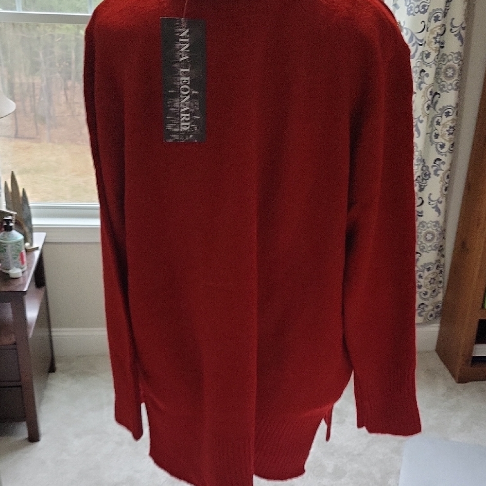 Red Crewneck Sweater with Relaxed Fit - Picture 7 of 9